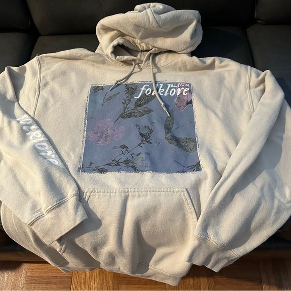 Tops - Taylor Swift folklore album August Slipped Away Beige Hoodie Size Medium